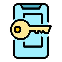 Poster - Phone cipher icon. Outline phone cipher vector icon color flat isolated