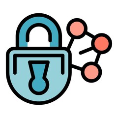 Sticker - Lock password icon. Outline lock password vector icon color flat isolated