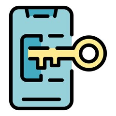 Poster - Phone password icon. Outline phone password vector icon color flat isolated
