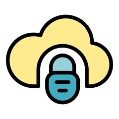 Poster - Cloud locked icon. Outline cloud locked vector icon color flat isolated