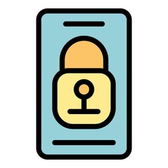 Poster - Locked gadget icon. Outline locked gadget vector icon color flat isolated
