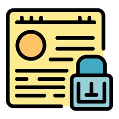 Poster - Locked webpage icon. Outline locked webpage vector icon color flat isolated