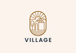 cottage simple line art logo. village logo vector illustration design
