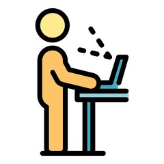 Poster - Standing ergonomic position icon. Outline standing ergonomic position vector icon color flat isolated