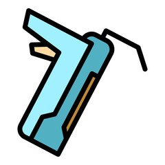 Poster - Gun for silicon icon. Outline gun for silicon vector icon thin line color flat on white