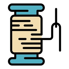 Poster - spool needle icon. outline spool needle vector icon color flat isolated
