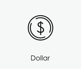 Poster - Dollar vector icon. Editable stroke. Symbol in Line Art Style for Design, Presentation, Website or Apps Elements, Logo. Pixel vector graphics - Vector