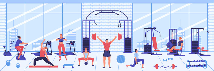 Canvas Print - Gym Interior Horizontal Illustration