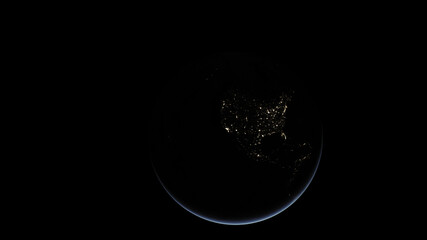 Wall Mural - Concept 3-P1 Beautiful Scenery of Realistic Planet Earth from Space with Atmosphere and City Lighting Effects at Night. High detailed 3D rendering.