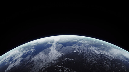 Wall Mural - Concept 5-P1 Beautiful Scenery of Realistic Planet Earth from Space with Atmospheric Clouds. High detailed 3D rendering.