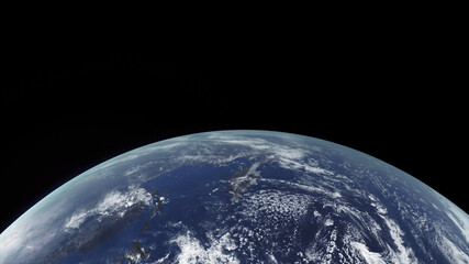 Wall Mural - Concept 4-P1 Beautiful Scenery of Realistic Planet Earth from Space with Atmospheric Clouds. High detailed 3D rendering.