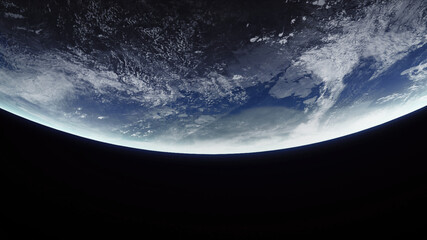 Wall Mural - Concept 21-P1 Beautiful Scenery of Realistic Planet Earth from Space with Atmospheric Clouds. High detailed 3D rendering.