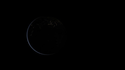 Wall Mural - Concept 24-P1 Beautiful Scenery of Realistic Planet Earth from Space with Atmosphere and City Lighting Effects at Night. High detailed 3D rendering.
