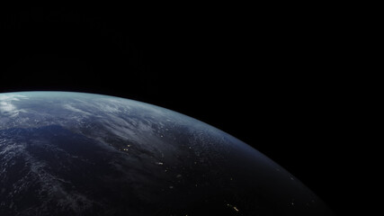 Wall Mural - Concept 27-P1 Beautiful Scenery of Realistic Planet Earth from Space with Atmospheric Clouds. High detailed 3D rendering.