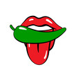 Green Hot Chili papper. Pop art chili pepper logo design. Sublimation , vector .