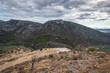 The road on the mountain slope of the Peloponnese peninsula