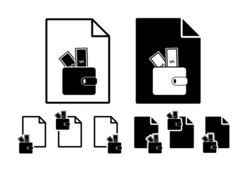 Poster - Money in purse vector icon in file set illustration for ui and ux, website or mobile application