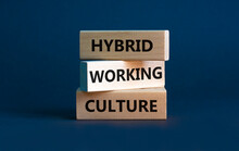 Hybrid Working Culture Symbol. Concept Words 'hybrid Working Culture'. Beautiful Grey Background. Business And Hybrid Working Culture Concept, Copy Space.