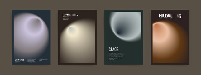 Set of poster covers with swiss soft modern gradient background. Trendy modern a4 vertical design. Minimal templates for posters, covers, placard, presentation, flyers. Brutalist smooth vector print.