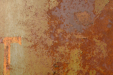 Poster - metal wall with rust. metal corrosion