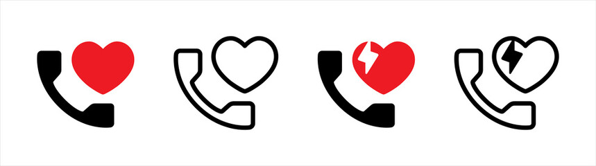 Poster - Love Phone Call icons. Creative Symbol. phone icon set, Telephone call sign, Contact us, Vector illustration.