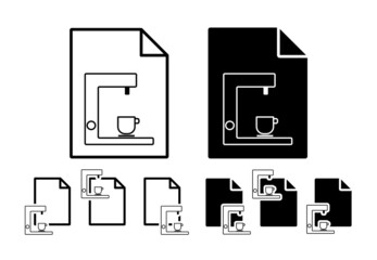 Poster - Coffee machine simple line vector icon in file set illustration for ui and ux, website or mobile application