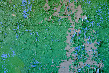 Poster - stone wall with old green paint. background for design