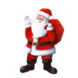 © MiriShagal - Santa Claus with gift bag, holiday illustration, watercolor style clipart with cartoon character