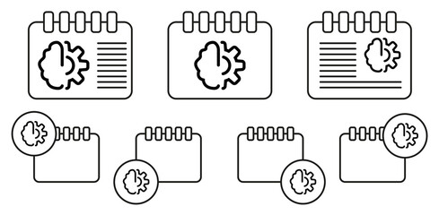 Poster - Brain gear vector icon in calender set illustration for ui and ux, website or mobile application