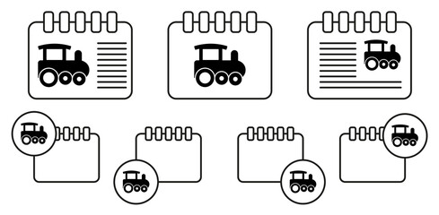 Poster - Locomotive, railway, steam, train vector icon in calender set illustration for ui and ux, website or mobile application