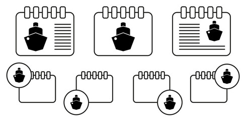Poster - Ship, steamship, vessel vector icon in calender set illustration for ui and ux, website or mobile application