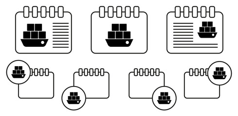 Poster - Cargo, ship, tanker vector icon in calender set illustration for ui and ux, website or mobile application