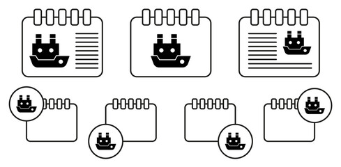 Poster - Ship, vessel vector icon in calender set illustration for ui and ux, website or mobile application