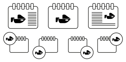 Poster - Boat, motor, speed vector icon in calender set illustration for ui and ux, website or mobile application
