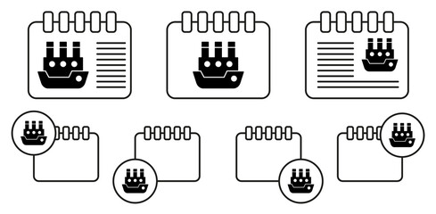 Poster - Ship, steamboat, steamship, vessel vector icon in calender set illustration for ui and ux, website or mobile application