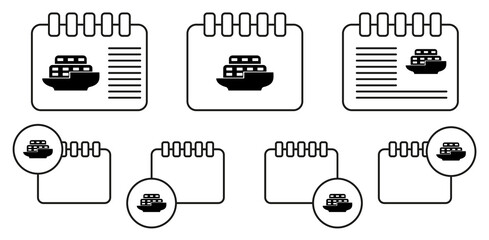 Poster - Ship, vessel vector icon in calender set illustration for ui and ux, website or mobile application