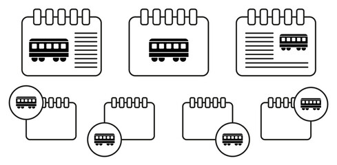 Poster - railway car, train, city passenger transport vector icon in calender set illustration for ui and ux,