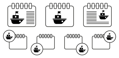 Poster - Ship, vessel vector icon in calender set illustration for ui and ux, website or mobile application