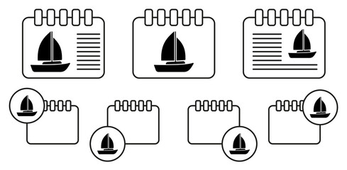 Poster - Boat, ship vector icon in calender set illustration for ui and ux, website or mobile application