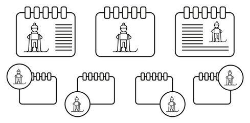 Poster - skiing, adventure vector icon in calender set illustration for ui and ux, website or mobile applicat
