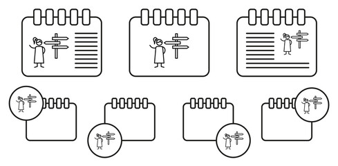 Sticker - Sign, road, adventure vector icon in calender set illustration for ui and ux, website or mobile application