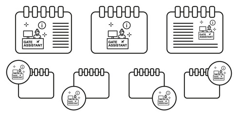 Poster - Gate assistant, info, airport vector icon in calender set illustration for ui and ux, website or mobile application