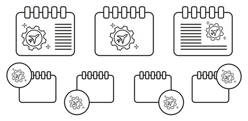 Poster - Airplane, gear, airport vector icon in calender set illustration for ui and ux, website or mobile application
