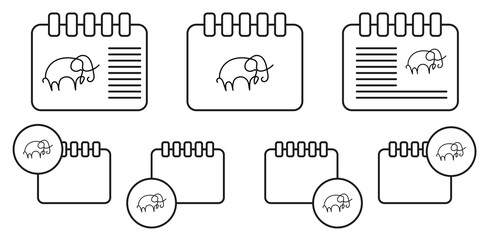 Poster - Elephant one line vector icon in calender set illustration for ui and ux, website or mobile application