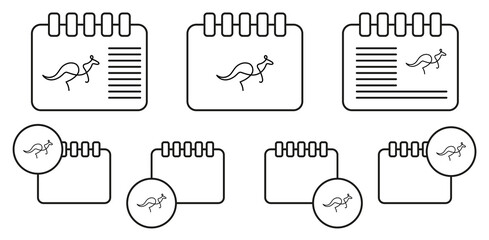 Poster - Kangaroo one line vector icon in calender set illustration for ui and ux, website or mobile application