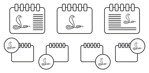 Poster - Cobra snake one line vector icon in calender set illustration for ui and ux, website or mobile application
