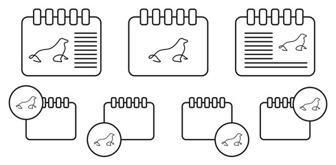 Poster - Monk seal one line vector icon in calender set illustration for ui and ux, website or mobile application