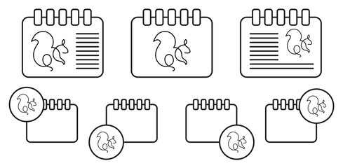 Poster - Squirrel one line vector icon in calender set illustration for ui and ux, website or mobile application