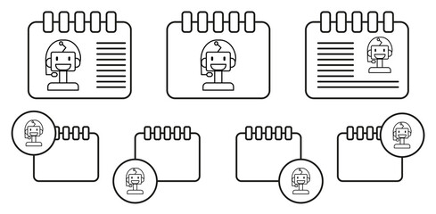 Fototapete - Machine robot smart concept line vector icon in calender set illustration for ui and ux, website or mobile application
