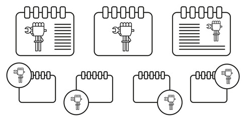 Poster - industrial robot artificial intelligence concept line vector icon in calender set illustration for u